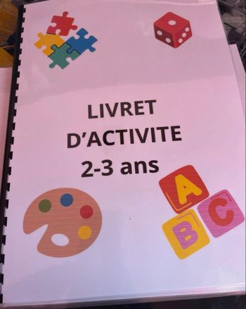 Livret activité 2-3 ans plastifié relié et réutilisable 