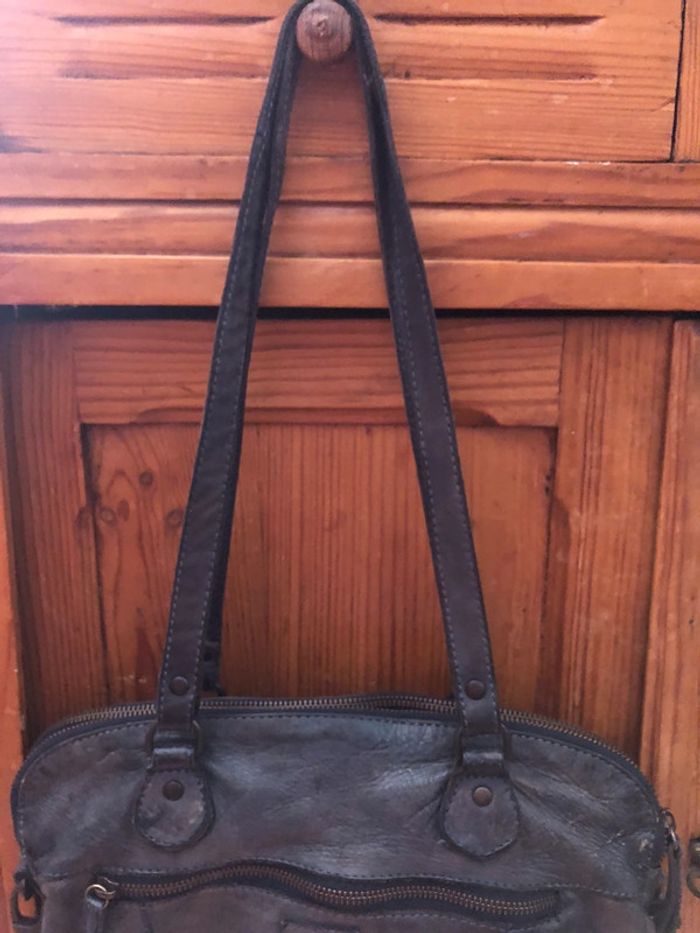 Sac bleu nuit en cuir - photo numéro 3