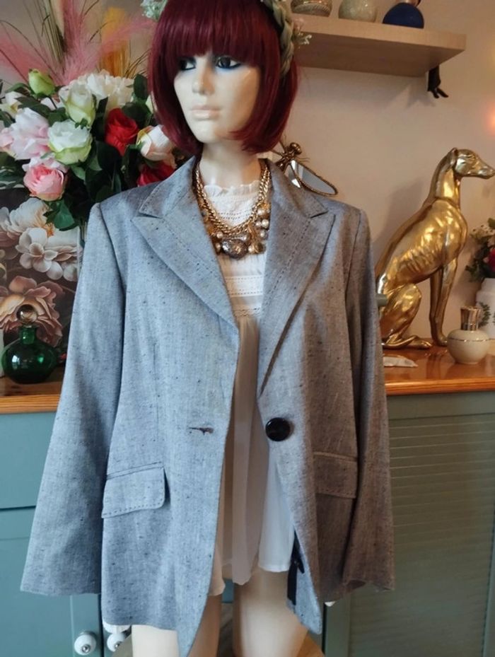 💞 Ensemble Blazer & Jupe Vichy Imitation Lin Collection Vintage Weill T44/46💞 - photo numéro 12