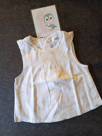 T-shirt MC blanc avec dessins 1 mois