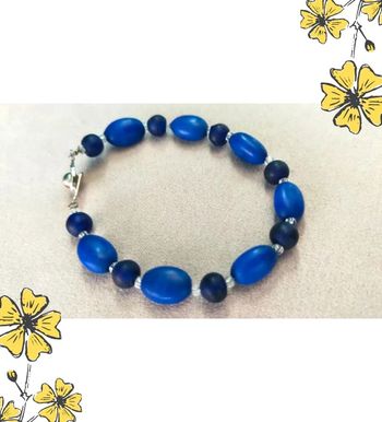 Bracelet vintage perles bleues satinées - Collection Brume Bleueatinées