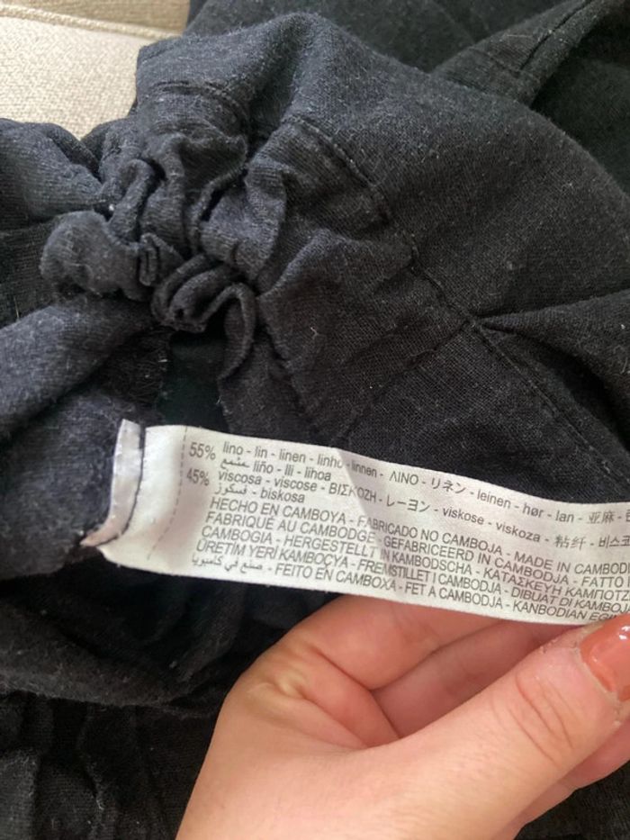 Pantalon ample noir mélange lin Zara Taille S - photo numéro 6