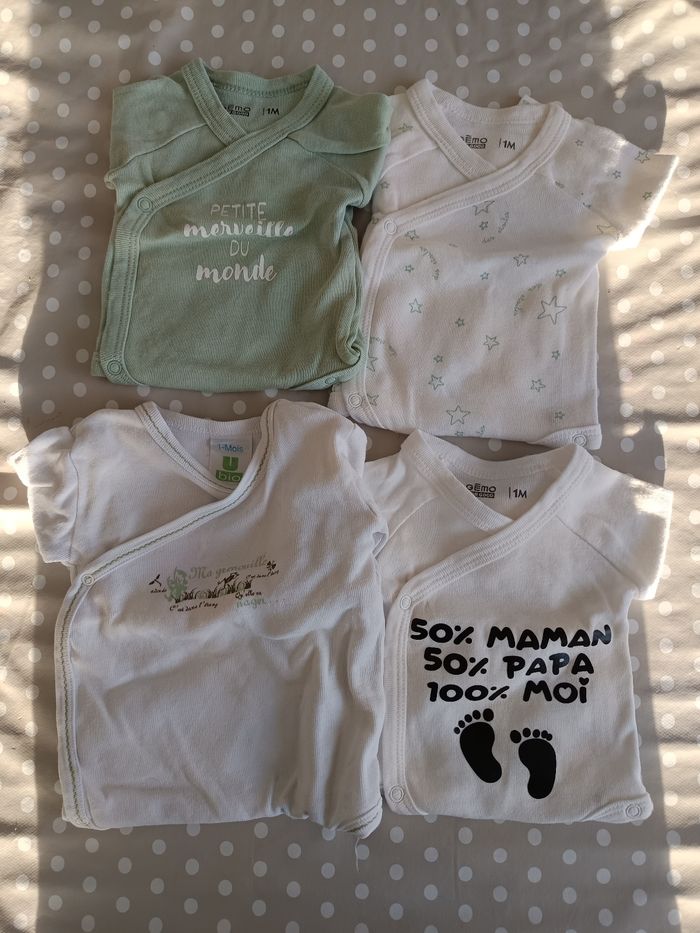 Lot de 4 bodies manches longues 1 mois Gémo U bio