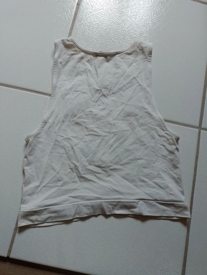 Débardeur femme croq top blanc motif fleurs noires - photo numéro 6