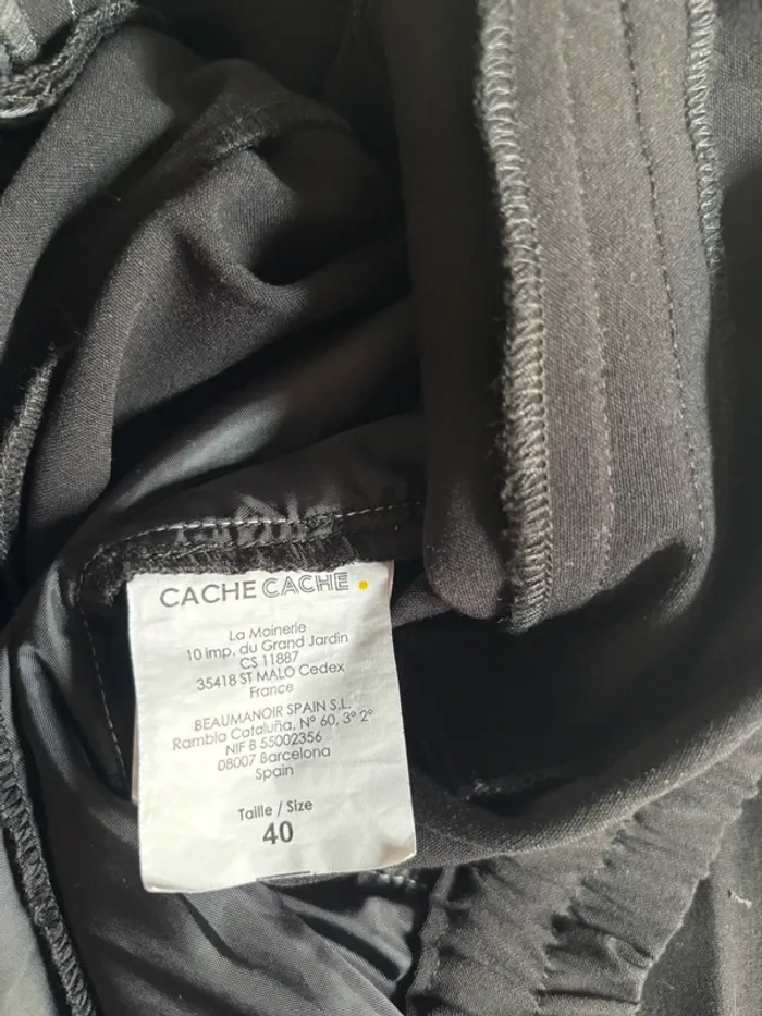Pantalon noir bandes blanches taille 40 cache cache - photo numéro 3