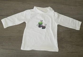 Sous pull Obaïbi 3 mois blanc avec souris et macarons