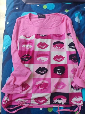 T shirt manche longue bi matière tendance paris