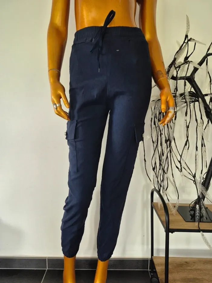 Pantalon bleu Marine Femme Taille S/M
