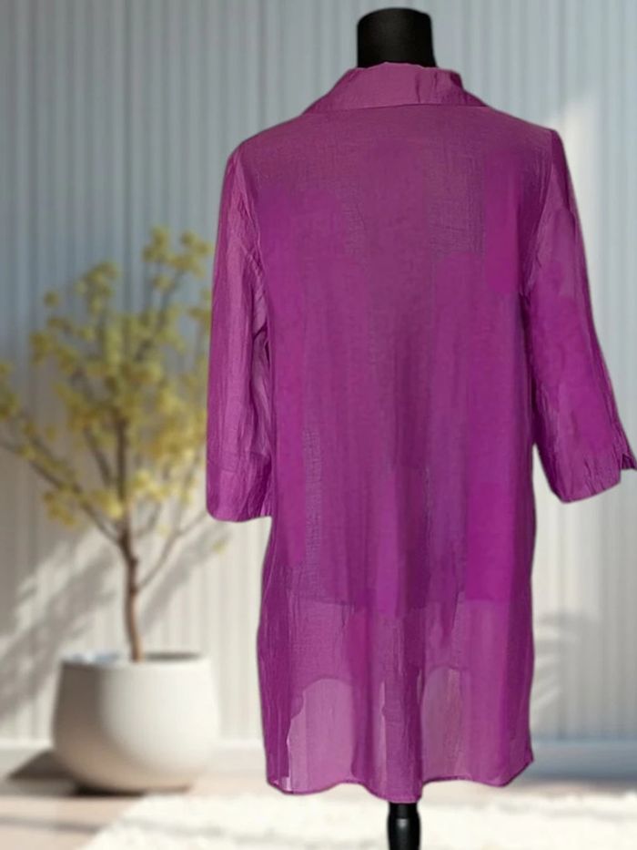 Tunique légère en coton et soie fuchsia – Diana Gallesi T.40 - photo numéro 3