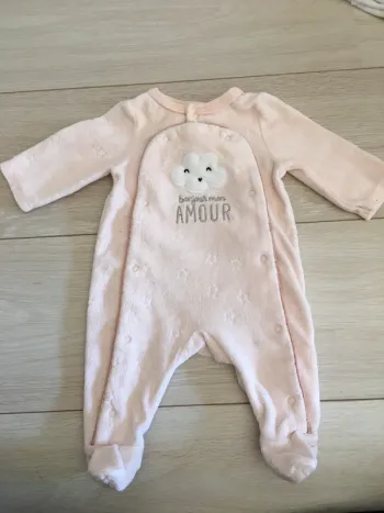 Pyjama velours rose 1 mois TAO