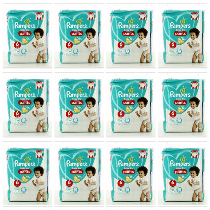 Lot de 228 Couches Pampers Baby Dry Pants 14-19KG Taille 6 Neuf