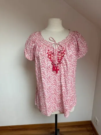 Superbe blouse fluide en coton fluide fleuri 🌸 XL 42 Armand Thiery
