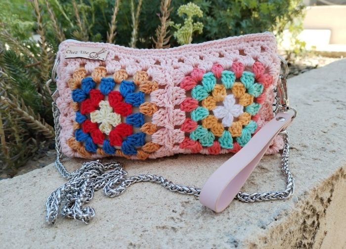Sac à main Pochette femme crochet rose - photo numéro 4