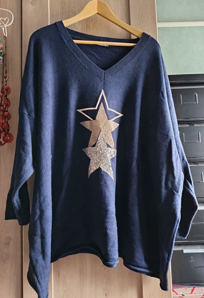 Pull bleu marine col V – Coupe oversize - photo numéro 2