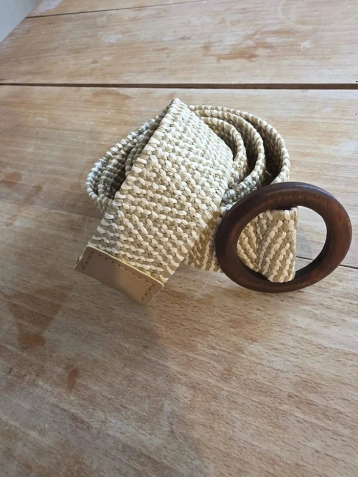 🌾 Ceinture en raphia tressé – boucle en bois naturel – style bohème / ethnique – 100 cm - photo numéro 4