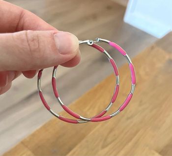 Créoles fines roses et argent