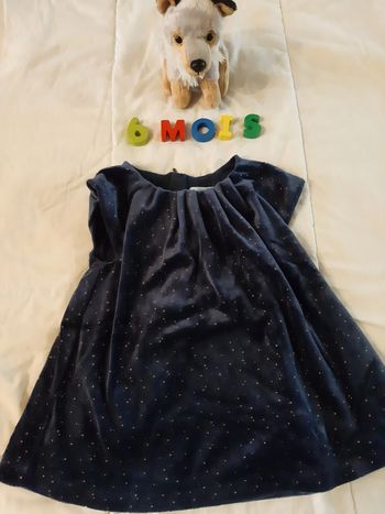 Robe velours bleu marine - 6 mois