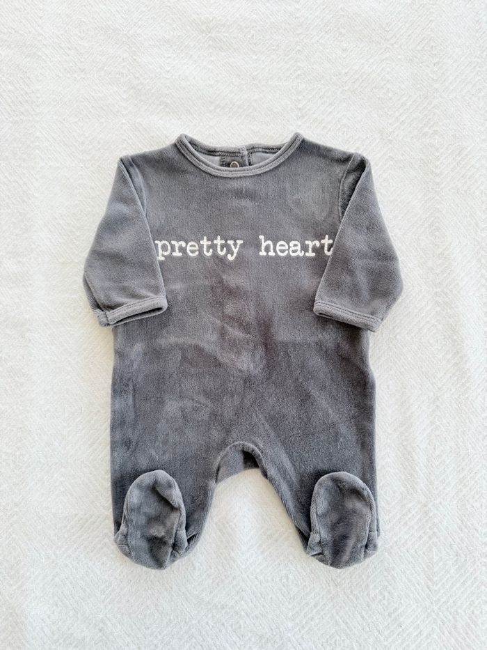 Pyjama velours gris foncé Kiabi 1 mois