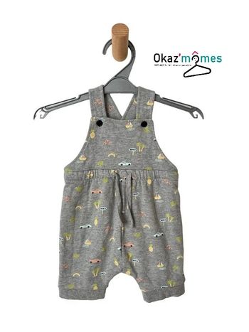 Salopette gris chiné (motifs pastel) - Bout'chou 3 mois (60cm)