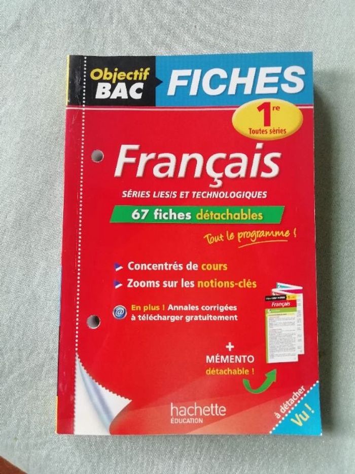 Livre de fiches de révision du bac français toutes séries