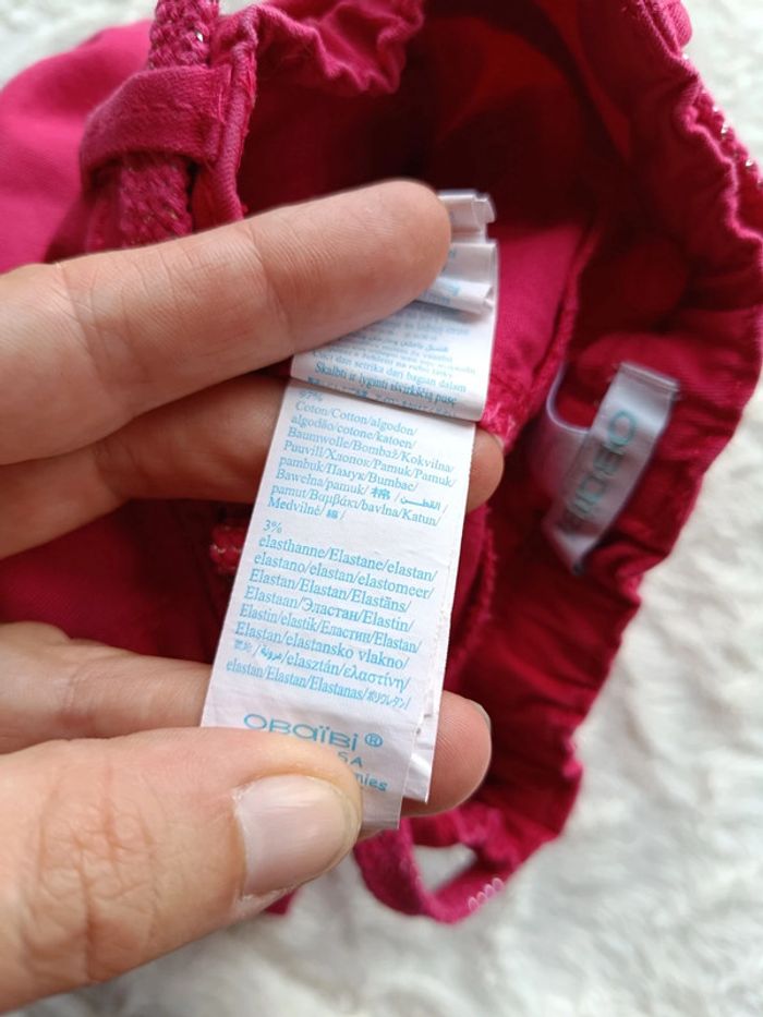 Pantalon style jeans avec ceinture Fille 12 mois Obaïbi - photo numéro 6