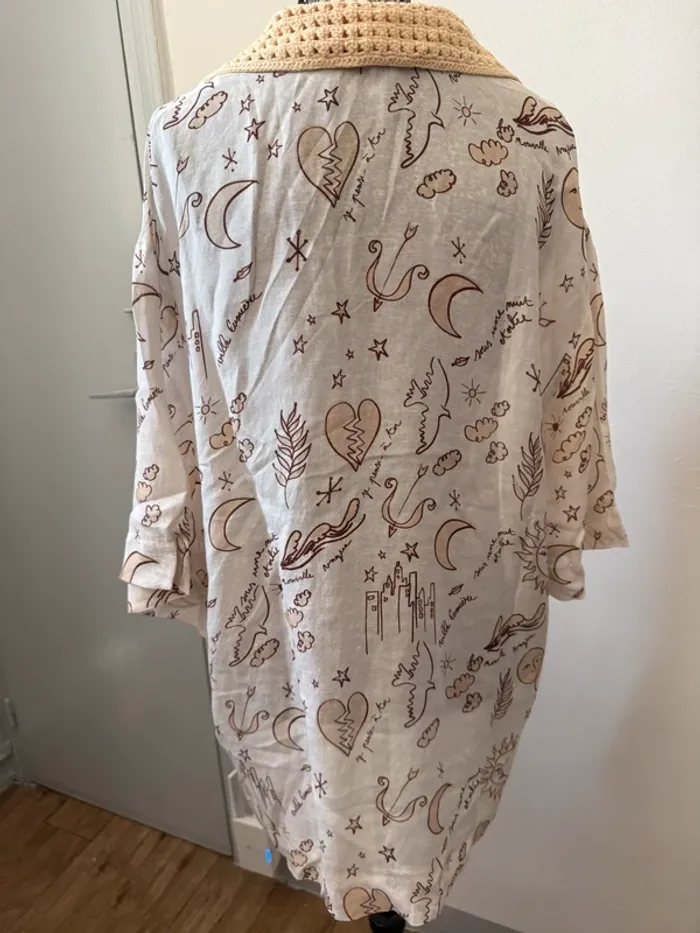 Chemise oversize Sandro imprimée – Col crochet – Taille S/M – Très bon état - photo numéro 3
