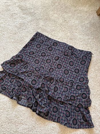 Jupe bleu marine à volants et motifs naf naf taille 34