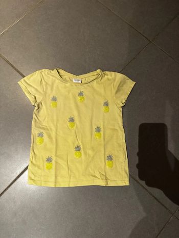 T shirt manches courtes - TAO - Ananas - Jaune & argenté - 6 ans