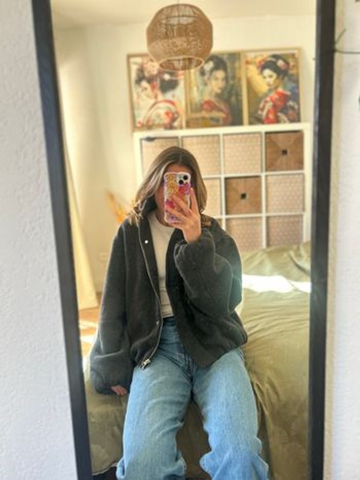 Bomber élégant effet brossé à col cheminée anthracite Asos design gris taille S - photo numéro 2