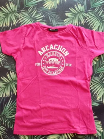 T-shirt fille Bassin d'Arcachon rose fuchsia 8 ans