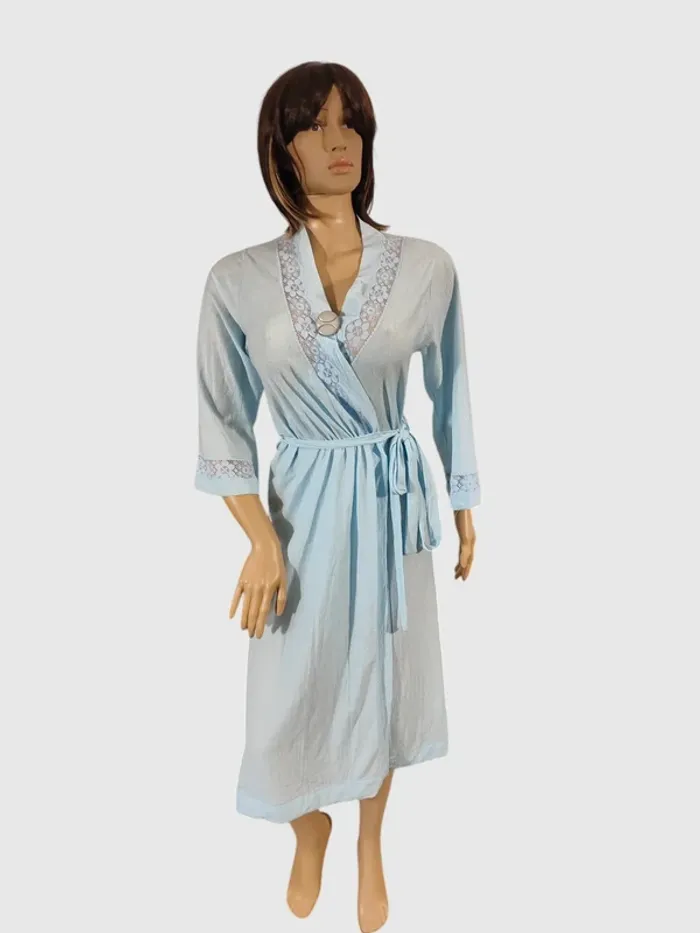 Peignoir Bleu Clair, Taille M - Confort Doux et Enveloppant ! - photo numéro 2