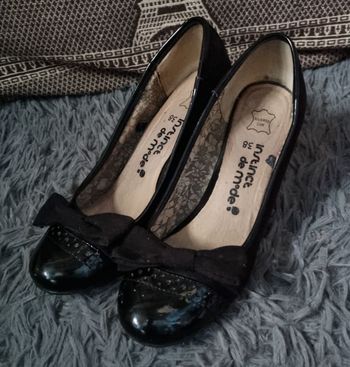 Escarpins compensée noir avec nœud papillon 38