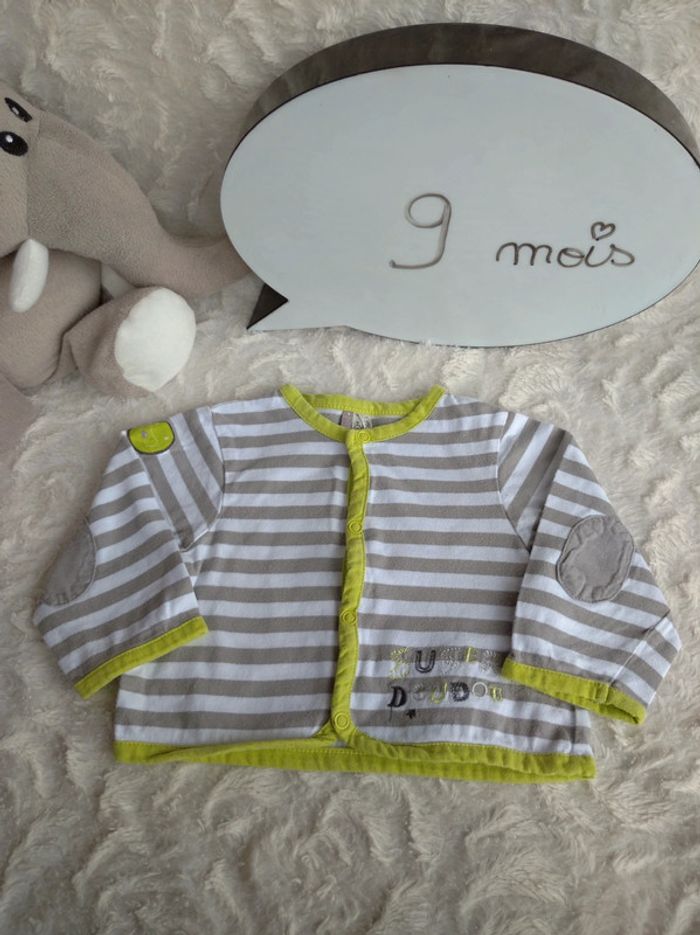 Gilet léger veste avec pressions Garçon 9 mois Super doudou Orchestra 100% coton