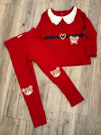Pyjama 2 pièce legging Noël ourson 4/5 ans fille h&m
