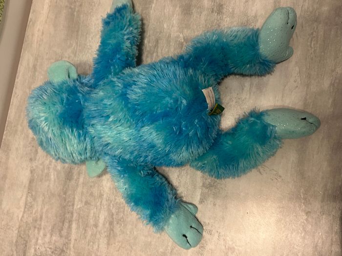 peluche singe trop mignonne bleu avec cœur rose - photo numéro 3
