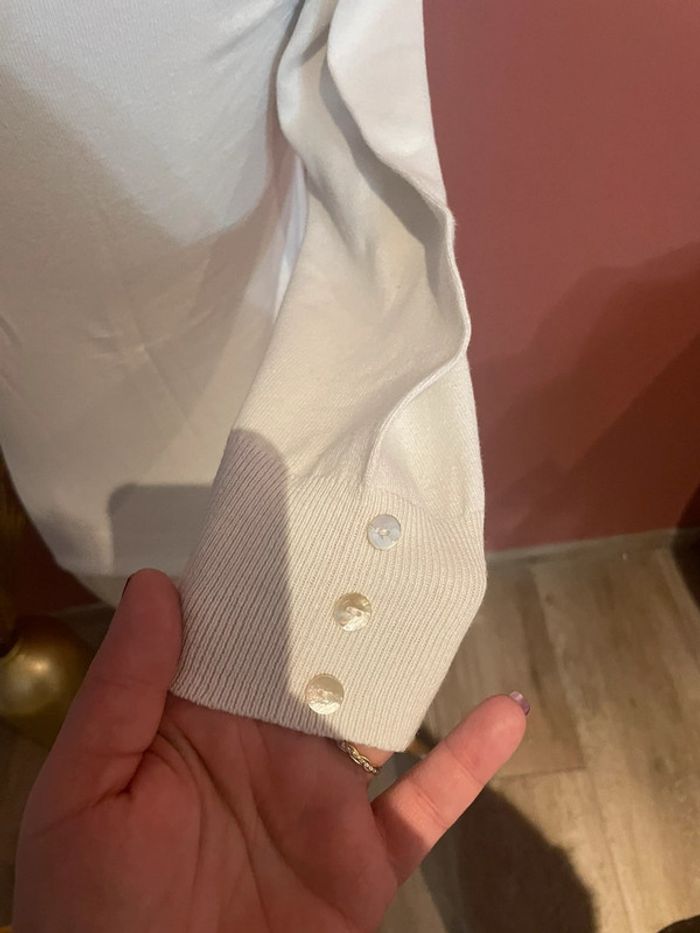 Pull léger blanc manches 3/4 T38 - photo numéro 8