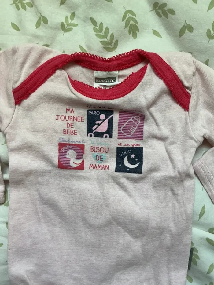 body manches longues rose clair 6 mois absorba - photo numéro 5