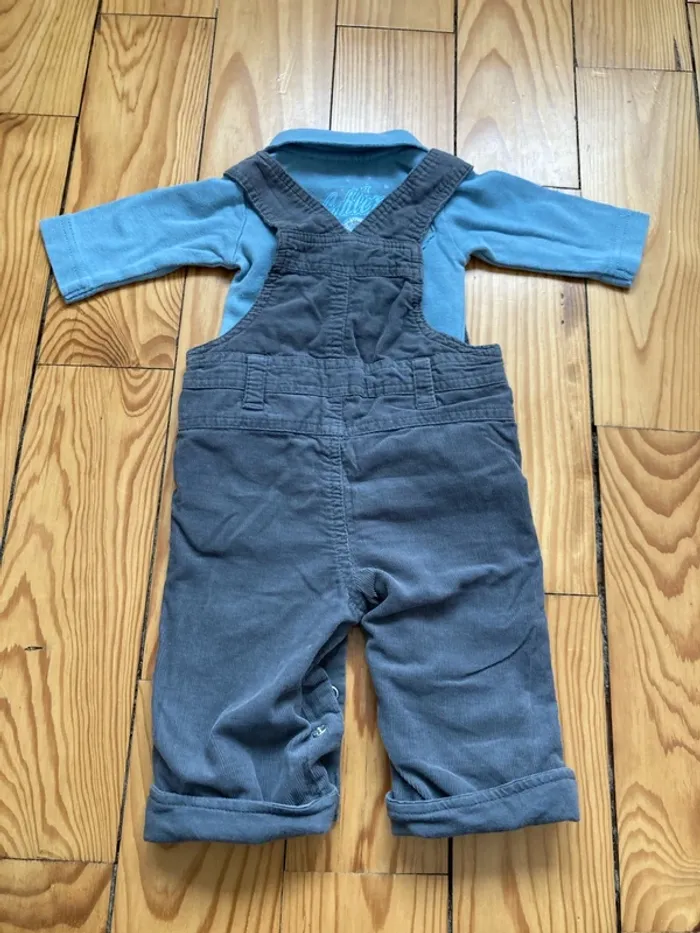 Ensemble salopette-body avec col tape à l’œil 1-3 mois - photo numéro 2