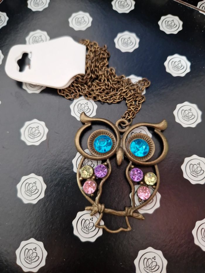 Collier hibou neuf - photo numéro 2