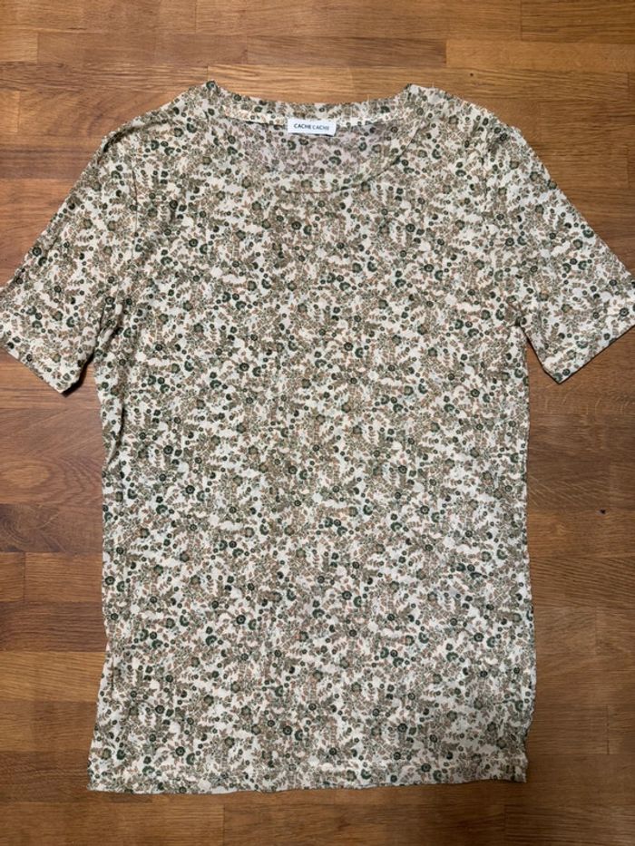 Tee shirt fleuris vert - taille s/m