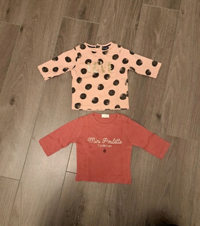 Lot 2 tee shirt ML fille 3 mois kiabi