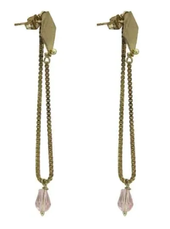 Boucles d'oreilles pendantes Rairo en laiton et perles de verre fabriquées en Inde