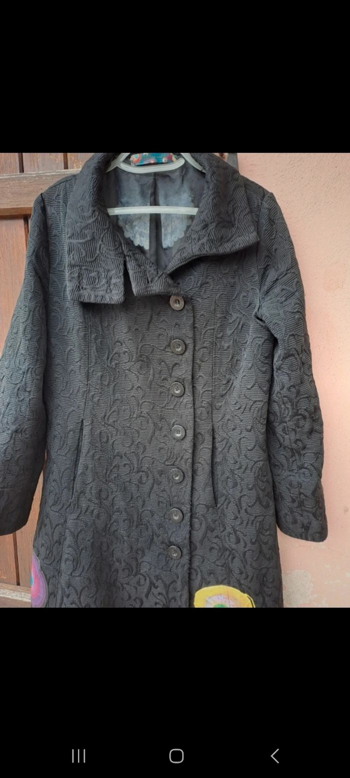 Manteau long femme brodé desigual - photo numéro 4