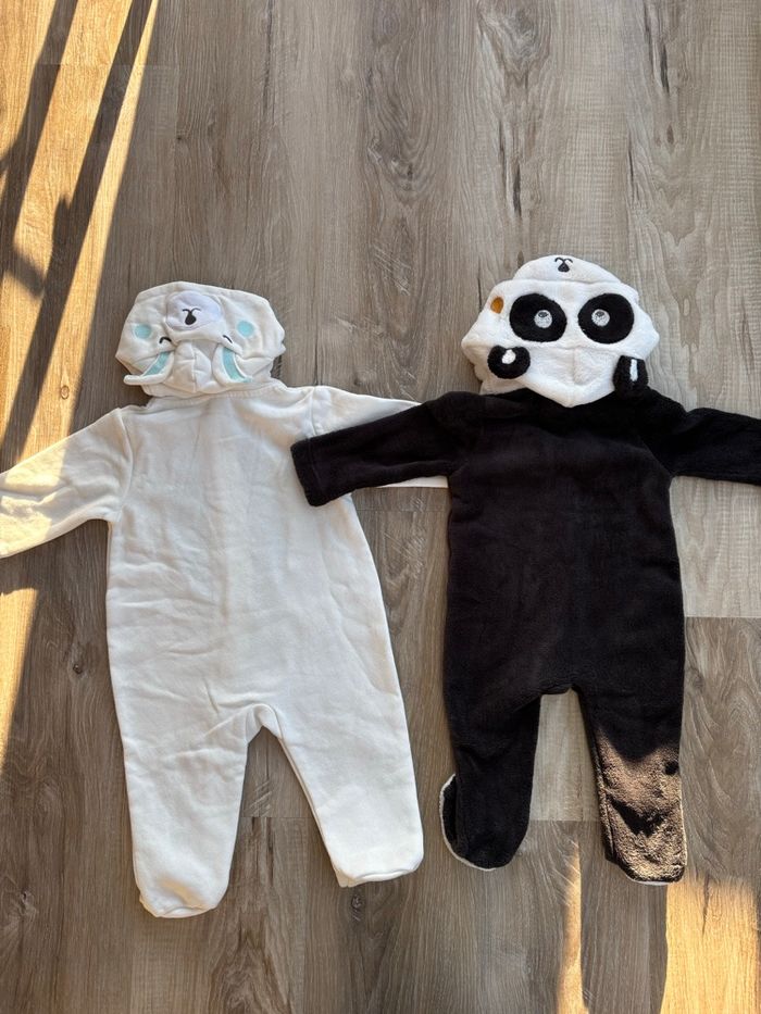 Lot combinaisons ours + panda mixte taille 6 mois - photo numéro 2