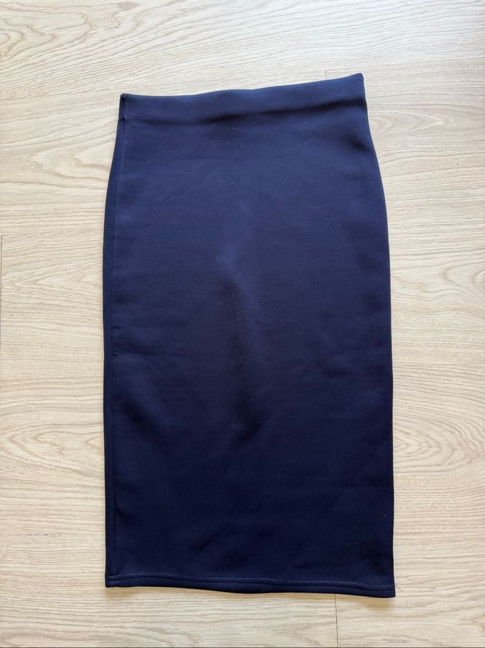 Jupe moulante longueur genou bleu marine boutique indépendante taille 36 S