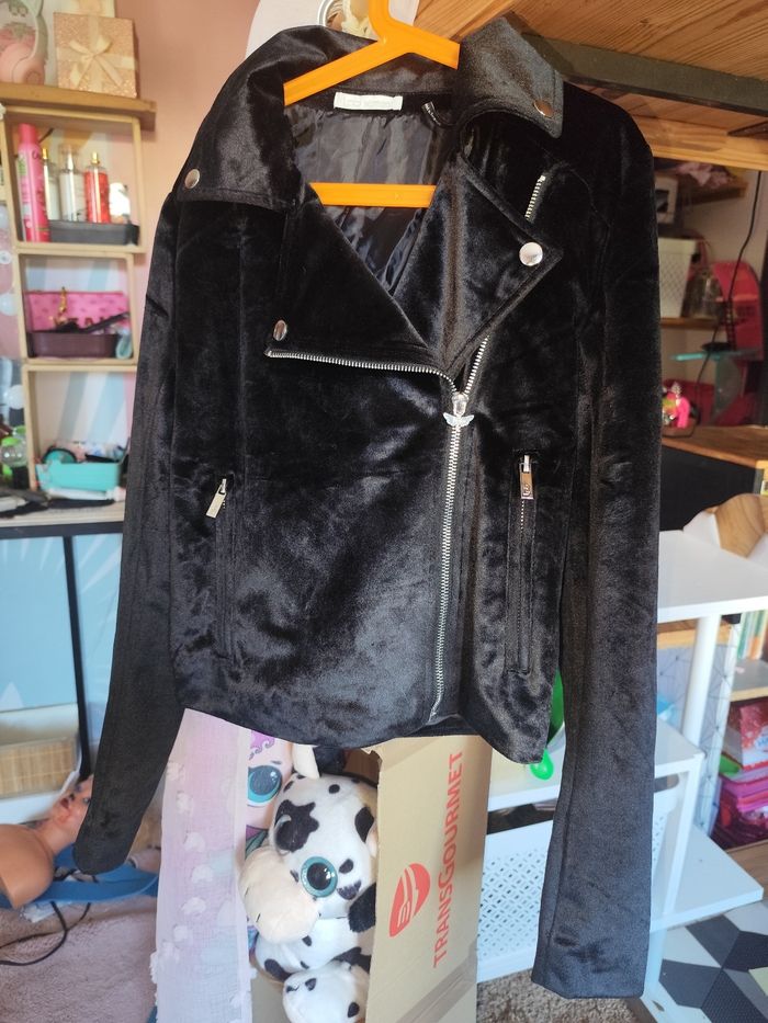 Veste manteau velours noir taille 16/S/36 - photo numéro 2