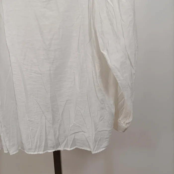 Blouse blanche à volants et smocks col rond – viscose – taille L A1010 - photo numéro 10