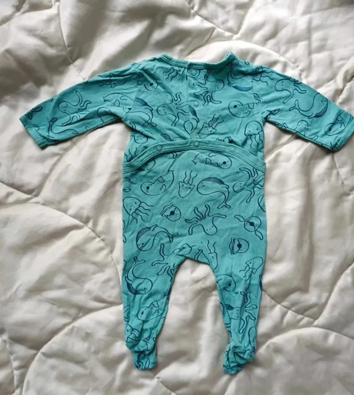 Pyjama manches longues verts animaux de la mer Kiabi 3 mois 56/62 cm 6 kg Deep sea - photo numéro 3