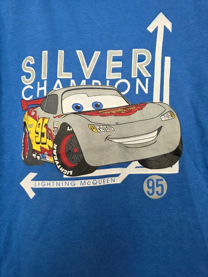 TEE-SHIRT GARÇON 👦 DISNEY PIXAR THE CARS BLEU TAILLE 6ANS - photo numéro 2