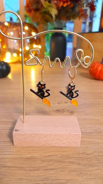 Boucles d’Oreilles Halloween Chat Noir Magique